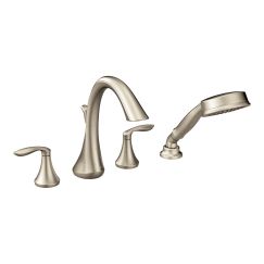 Moen T944 Eva Two Handle High Arc Roman Tub Faucet Includes Hand Shower in Brushed Nickel