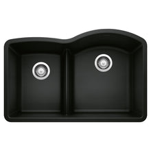 Load image into Gallery viewer, BLANCO 442911 Diamond 1-3/4 Reverse Double Bowl Kitchen Sink with Low Divide - Coal Black

