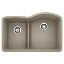 Load image into Gallery viewer, BLANCO 441608 Diamond 1-3/4 Reverse Double Bowl Kitchen Sink with Low Divide - Truffle
