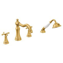 Load image into Gallery viewer, Moen TS21102 Two-Handle Roman Tub Faucet Includes Hand Shower
