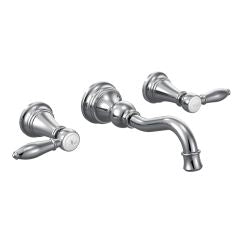 Moen Weymouth Two Handle High Arc Wall Mount Bathroom Faucet in Chrome