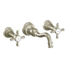 Load image into Gallery viewer, Moen TS42112 Weymouth Two Handle High Arc Wall Mount Bathroom Faucet in Brushed Nickel
