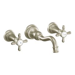 Moen TS42112 Weymouth Two Handle High Arc Wall Mount Bathroom Faucet in Brushed Nickel