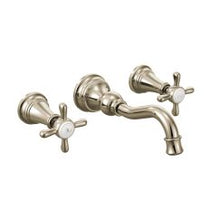 Load image into Gallery viewer, Moen TS42112 Weymouth Two Handle High Arc Wall Mount Bathroom Faucet in Polished Nickel
