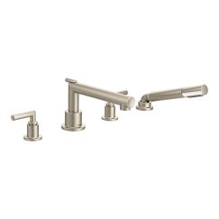 Moen Arris Two Handle Diverter Roman Tub Faucet Includes Hand Shower in Brushed Nickel