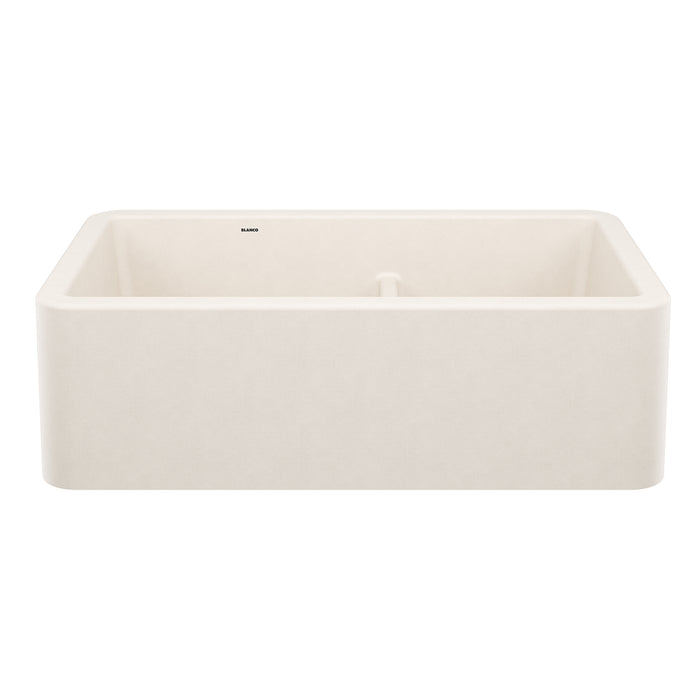 BLANCO 443078 Ikon 33" Apron Double Bowl Farmhouse Sink with Low Divide - Soft White