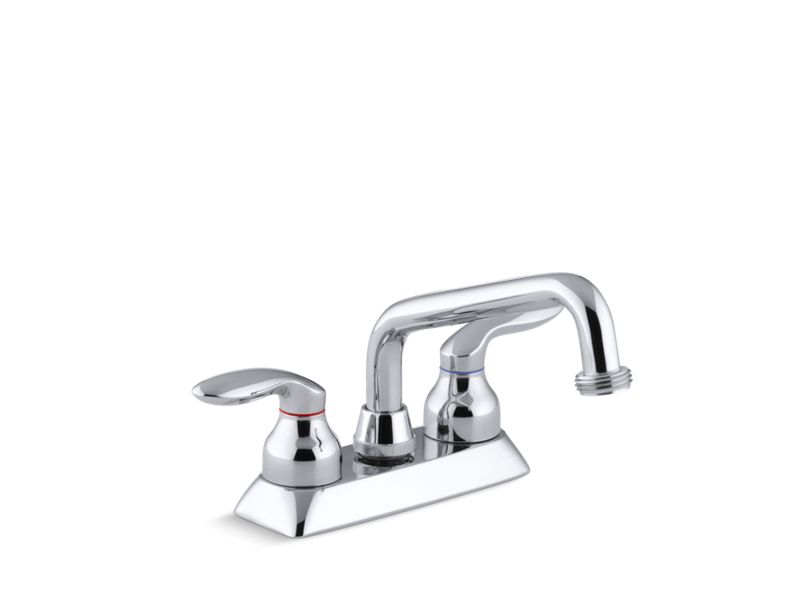 KOHLER 15271-4-CP Coralais Utility Sink Faucet With Threaded Spout And Lever Handles in Polished Chrome