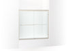 KOHLER Fluence 52" - 57" W x 55-1/2" H sliding bath door with 1/4" thick Crystal Clear glass
