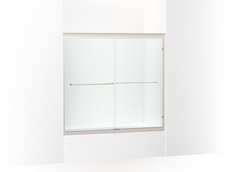 KOHLER Fluence 52" - 57" W x 55-1/2" H sliding bath door with 1/4" thick Crystal Clear glass