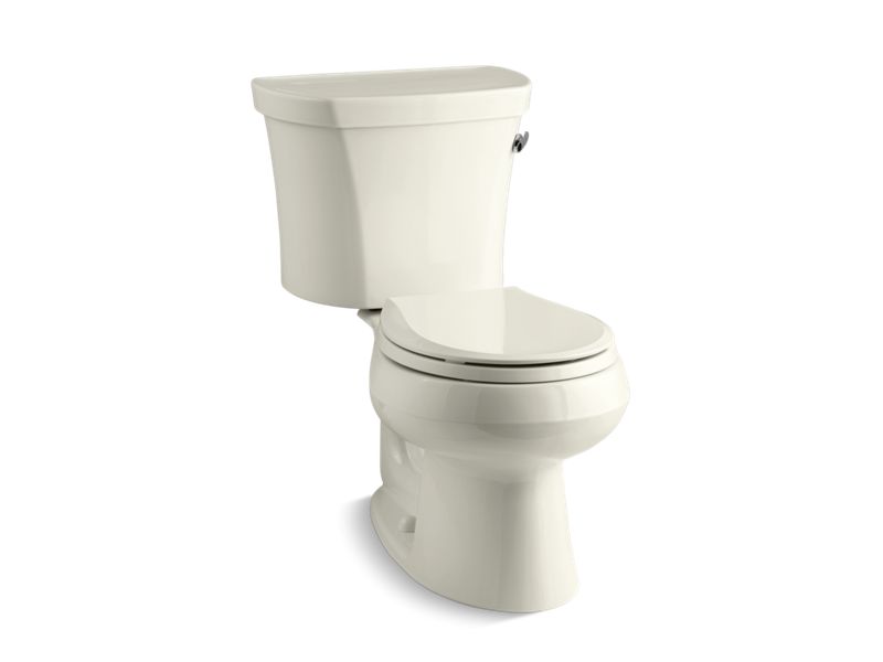 KOHLER 3947-TR-96 Wellworth Two-Piece Round-Front 1.28 Gpf Toilet With Right-Hand Trip Lever, Tank Cover Locks And 14" Rough-In in Biscuit