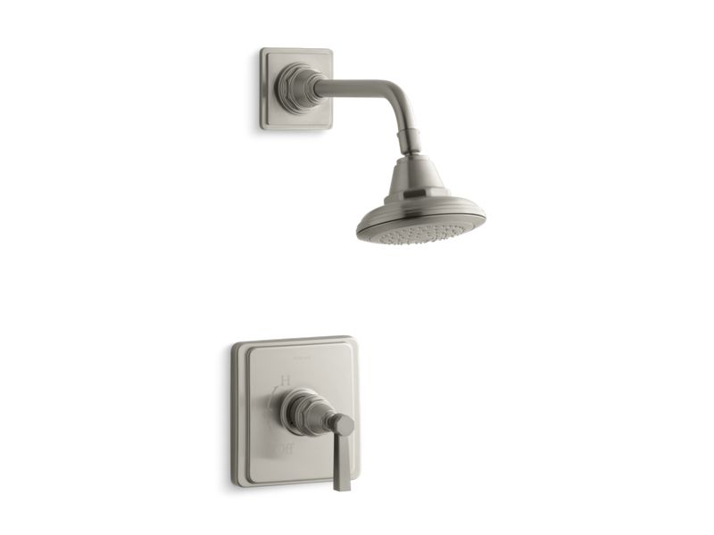 KOHLER K-TS13134-4A Pinstripe Pure Rite-Temp shower valve trim with lever handle and 2.5 gpm showerhead