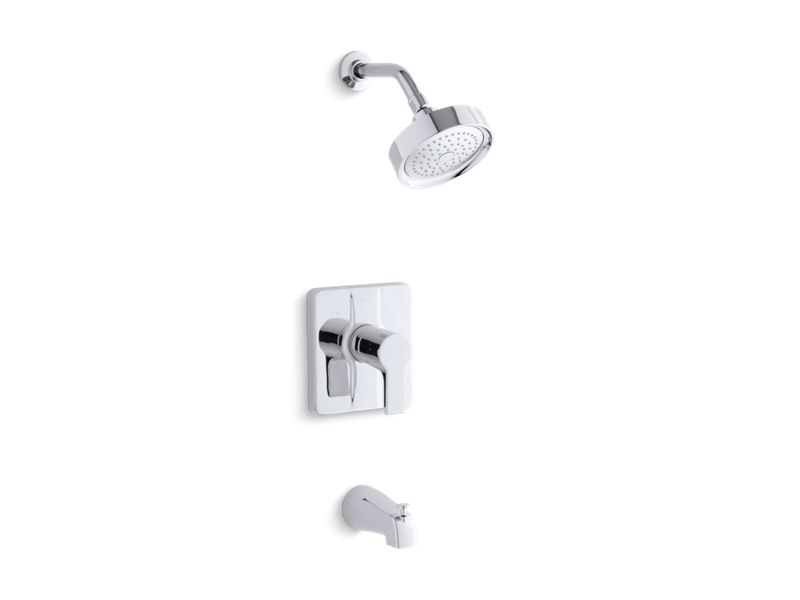 KOHLER TS10446-4-CP Singulier Rite-Temp Bath And Shower Trim Set With Npt Spout, Valve Not Included in Polished Chrome