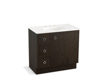Load image into Gallery viewer, KOHLER K-99507-TKL-1WC Jacquard 36&amp;quot; bathroom vanity cabinet with toe kick, 1 door and 3 drawers on left
