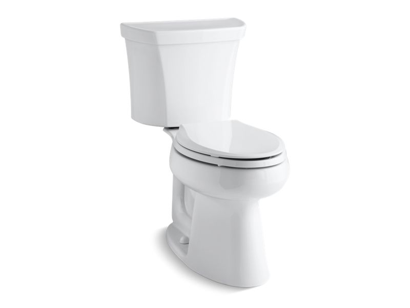 KOHLER 3999-TR-0 Highline Comfort Height Two-Piece Elongated 1.28 Gpf Chair Height Toilet With Right-Hand Trip Lever And Tank Cover Locks in White