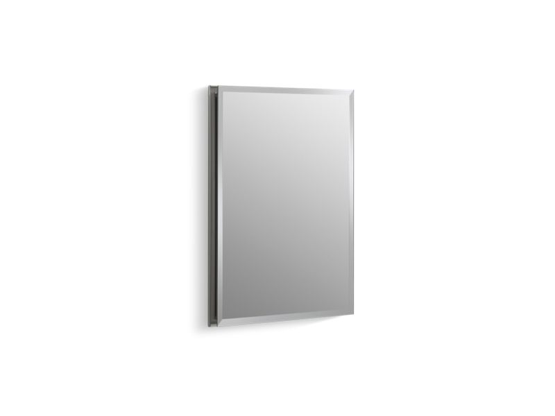 KOHLER K-CB-CLR1620FS 16" W x 20" H aluminum single-door medicine cabinet with mirrored door, beveled edges