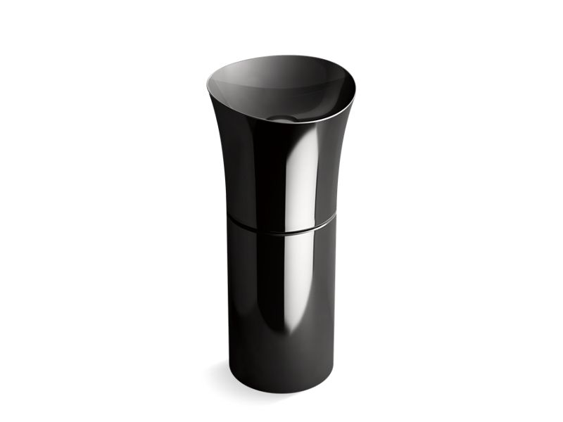 KOHLER 20701-N-7 Veil Pedestal Bathroom Sink Without Overflow in Black