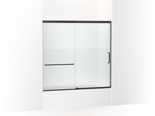 Load image into Gallery viewer, KOHLER K-707618-8G81 Elate Sliding bath door, 56-3/4&amp;quot; H x 56-1/4 - 59-5/8&amp;quot; W with heavy 5/16&amp;quot; thick Crystal Clear glass with privacy band
