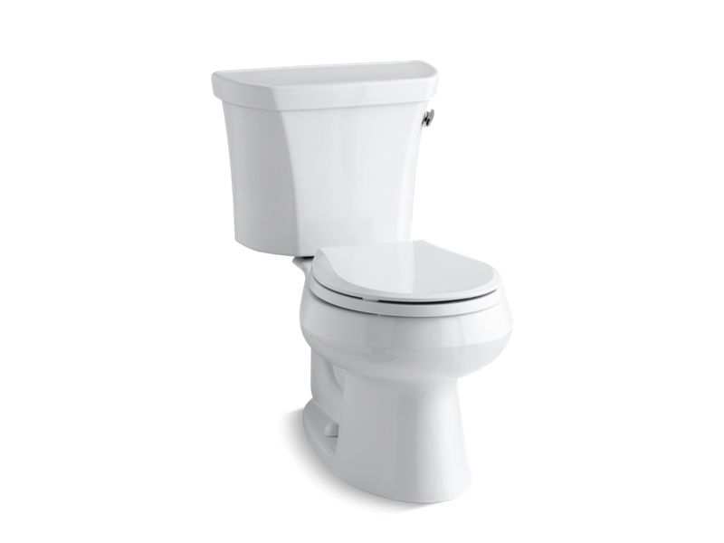 KOHLER K-3977-TR Wellworth Two-piece round-front 1.6 gpf toilet with right-hand trip lever and tank cover locks