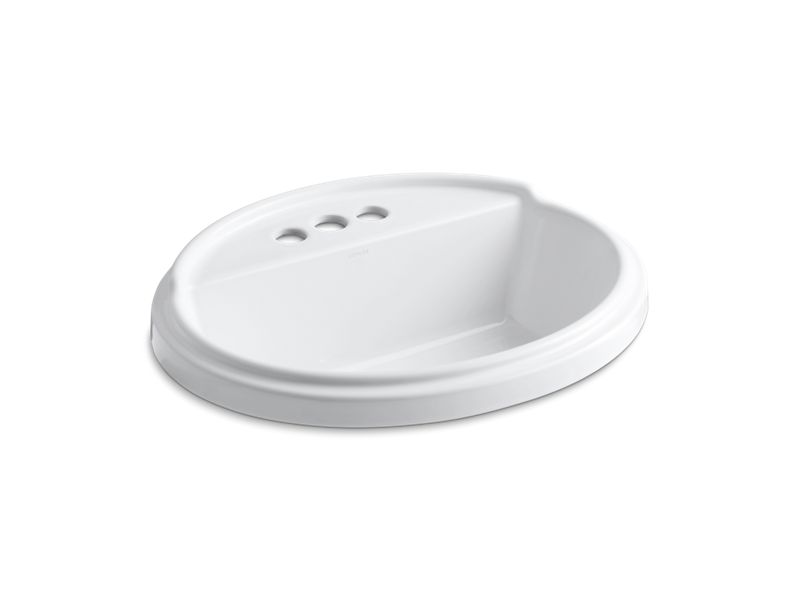 KOHLER K-2992-4-0 Tresham Oval Drop-in bathroom sink with 4" centerset faucet holes