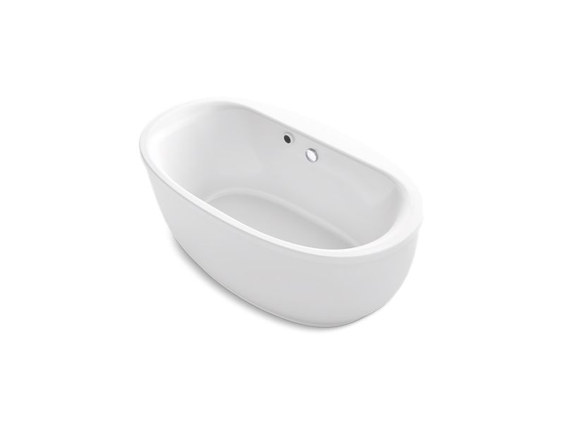 KOHLER K-24002-W1 Sunstruck 60" x 34" oval freestanding bath with Bask heated surface and fluted shroud