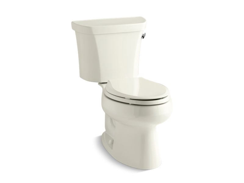 KOHLER 3998-TR-96 Wellworth Two-Piece Elongated 1.28 Gpf Toilet With Right-Hand Trip Lever And Tank Cover Locks in Biscuit