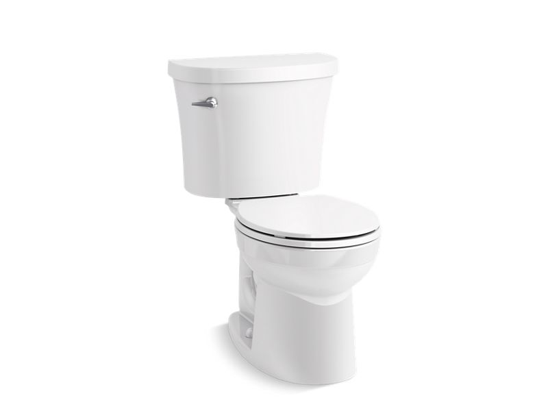 KOHLER 25097-T-0 Kingston Two-Piece Round-Front 1.28 Gpf Toilet With Tank Cover Locks in White