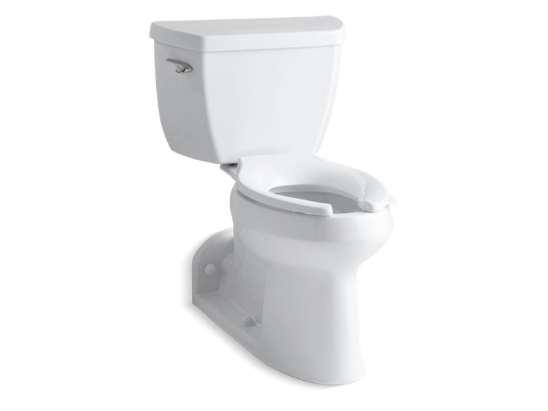 KOHLER 3578-SS-0 Barrington Comfort Height Two-Piece Elongated Chair Height Toilet With Antimicrobial Finish And Exposed Trapway in White