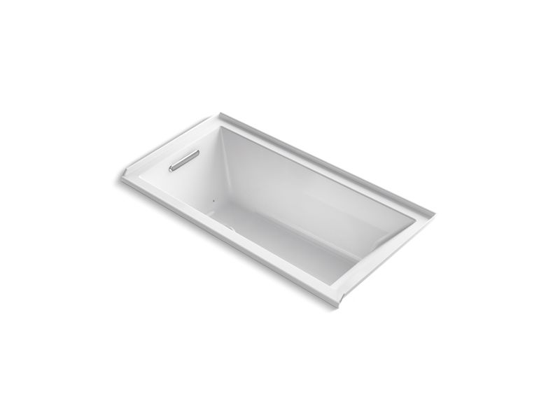 KOHLER K-1167-GLW-0 Underscore Rectangle 60" x 30" alcove BubbleMassage(TM) Air Bath with Bask heated surface and left-hand drain
