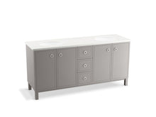 Load image into Gallery viewer, KOHLER K-99512-LG-1WT Jacquard 72&amp;quot; bathroom vanity cabinet with furniture legs, 4 doors and 3 drawers
