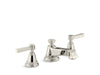 KOHLER 13132-4B-SN Pinstripe Widespread Bathroom Sink Faucet With Lever Handles in Vibrant Polished Nickel