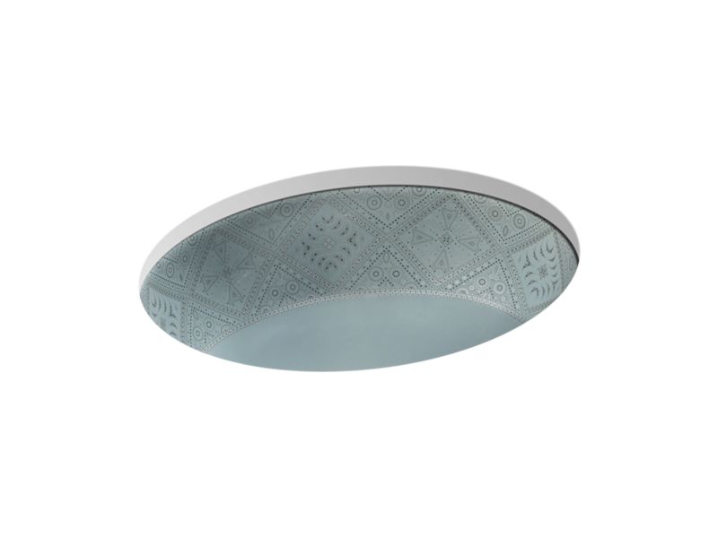 KOHLER 14218-SR1-K7 Caravan Nepal Caxton Oval Undermount Bathroom Sink in Translucent Blue Glaze