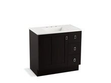 Load image into Gallery viewer, KOHLER K-99533-TKR-1WU Poplin 36&amp;quot; bathroom vanity cabinet with toe kick, 1 door and 3 drawers on right
