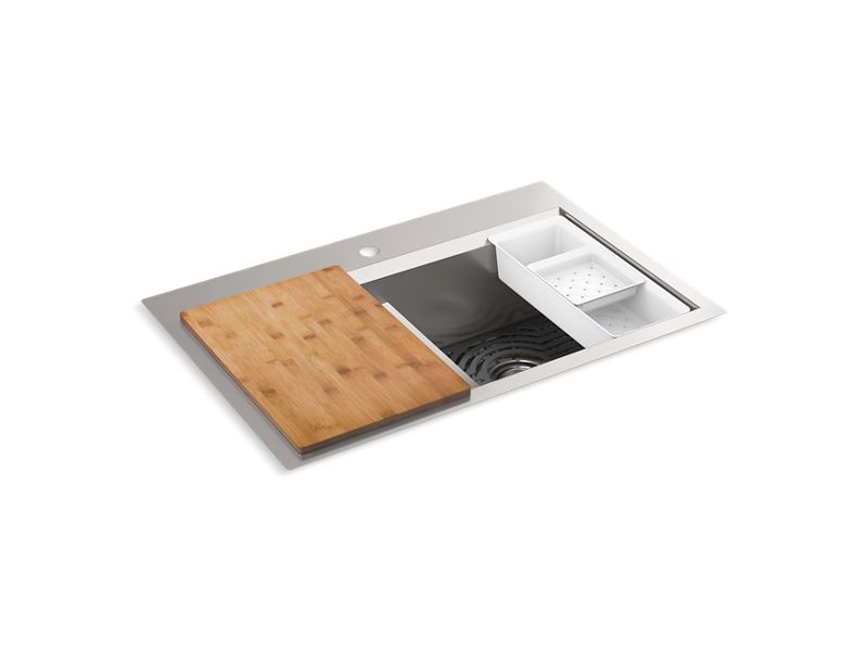 KOHLER K-80085-1PC Task Smart Divide Smart Divide 33" top-/undermount double-bowl workstation kitchen sink