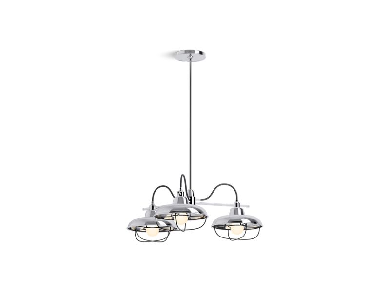 KOHLER 23662-CH03-CPL Modern Farm Three-Light Chandelier in Polished Chrome