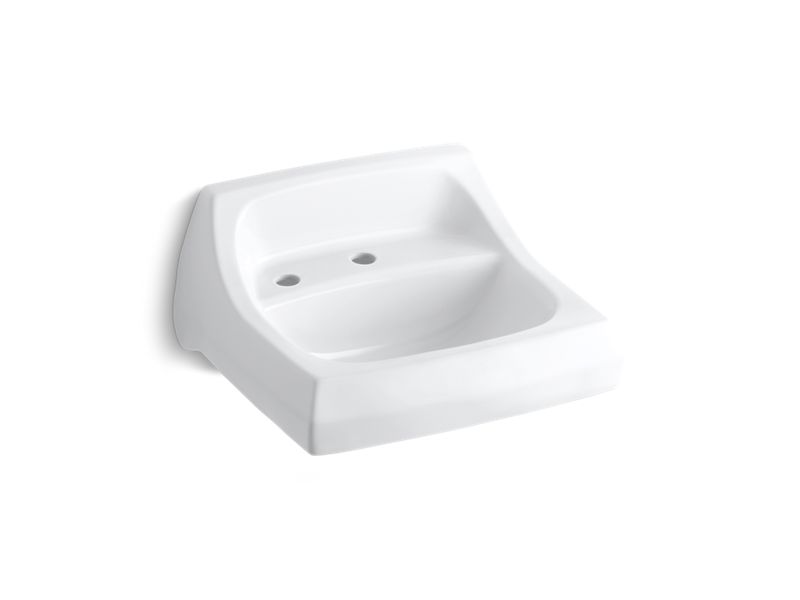 KOHLER K-2007-L Kingston 21-1/4" x 18-1/8" wall-mount/concealed arm carrier bathroom sink with single faucet hole and left-hand soap dispenser hole