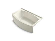 Load image into Gallery viewer, KOHLER K-1118-RAW Expanse 60&amp;quot; x 30-36&amp;quot; curved alcove bath with integral apron, Bask heated surface and right-hand drain
