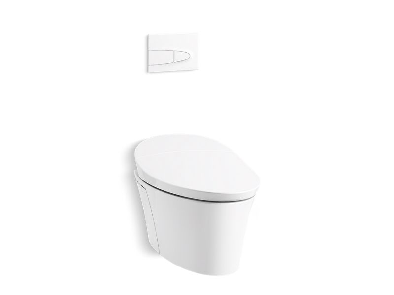 KOHLER 5402-0 Veil Intelligent Compact Elongated Dual-Flush Wall Hung Toilet in White