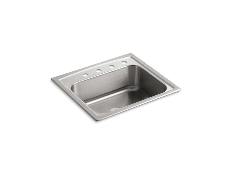 KOHLER 3348-4-NA Toccata 25" X 22" X 7-11/16" Top-Mount Single-Bowl Kitchen Sink With 4 Faucet Holes