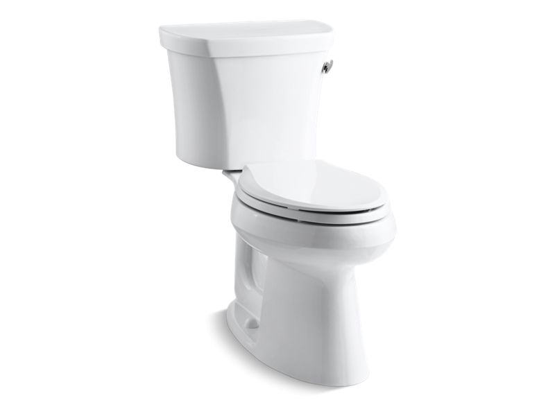 KOHLER 3949-TR-0 Highline Comfort Height Two-Piece Elongated 1.28 Gpf Chair Height Toilet With Right-Hand Trip Lever, Tank Cover Locks And 14" Rough-In in White