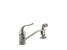 Load image into Gallery viewer, KOHLER 15176-F-BN Coralais Two-Hole Kitchen Sink Faucet With 8-1/2&amp;quot; Spout, Matching Finish Sidespray And Lever Handle in Vibrant Brushed Nickel
