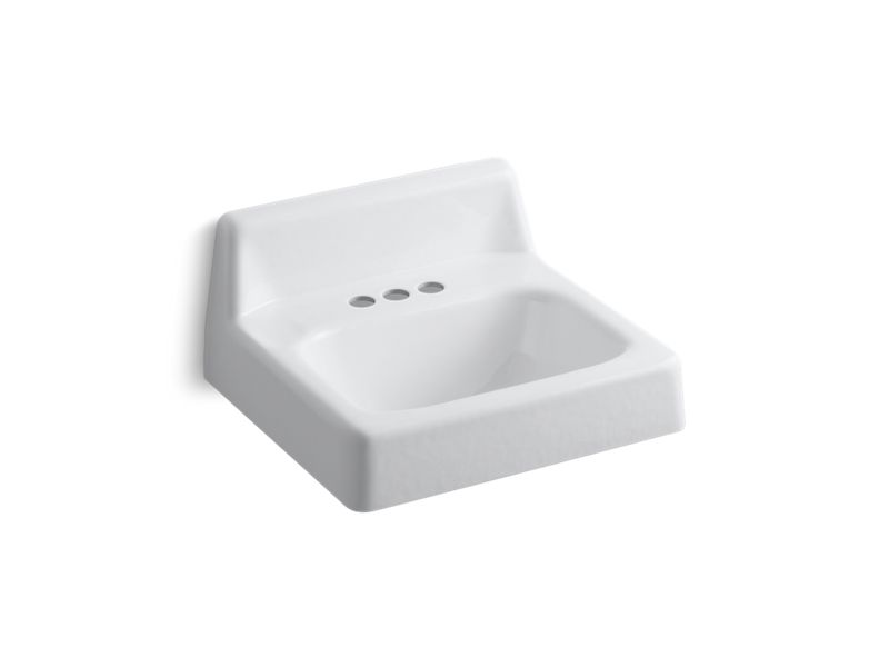 KOHLER K-2861 Hudson 19" x 17" wall-mount bathroom sink with 4" centerset faucet holes