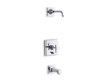 Load image into Gallery viewer, KOHLER K-T13133-3AL Pinstripe Pure Rite-Temp bath and shower trim set with push-button diverter and cross handle, less showerhead
