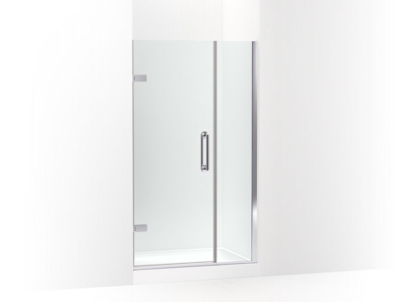 KOHLER 27601-10L-SHP Components 39-5/8"–40-3/8"W X 71-1/2"H Frameless Pivot Shower Door With 3/8" Crystal Clear Glass And Back-To-Back Vertical Door Pulls in Bright Polished Silver