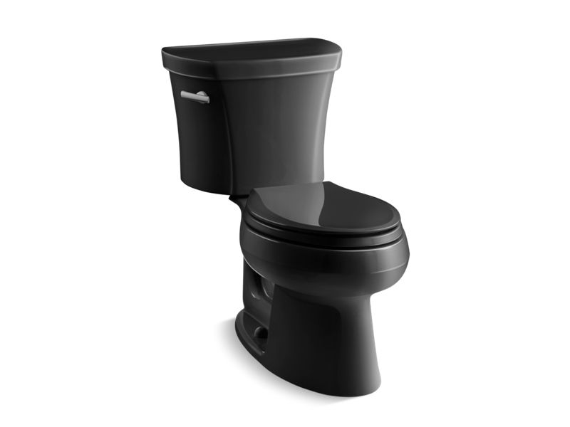 KOHLER 3948-U-7 Wellworth Two-Piece Elongated 1.28 Gpf Toilet With Insulated Tank And 14" Rough-In in Black