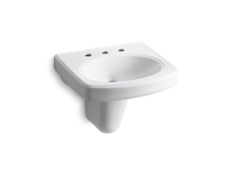 KOHLER 2035-8 Pinoir Wall-mount bathroom sink with 8" widespread faucet holes