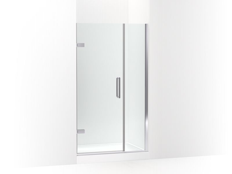 KOHLER 27600-10L-SHP Composed 39-5/8"–40-3/8"W X 71-1/2"H Frameless Pivot Shower Door With 3/8" Crystal Clear Glass And Back-To-Back Vertical Door Pulls in Bright Polished Silver