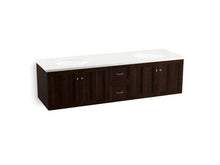 Load image into Gallery viewer, KOHLER K-99525-SD-1WB Damask 72&amp;quot; wall-hung bathroom vanity cabinet with 4 doors and 2 drawers, split top drawer
