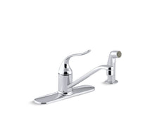 Load image into Gallery viewer, KOHLER 15172-F-CP Coralais Three-Hole Kitchen Sink Faucet With 8-1/2&amp;quot; Spout, Matching Finish Sidespray And Lever Handle in Polished Chrome
