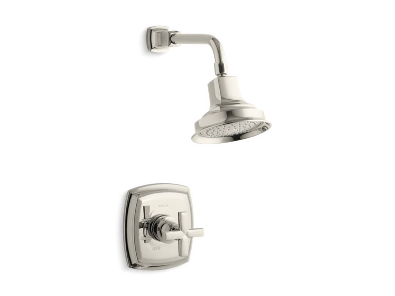 KOHLER Margaux Rite-Temp Shower Valve Trim With Cross Handle And 2.5 Gpm Showerhead in Vibrant Polished Nickel