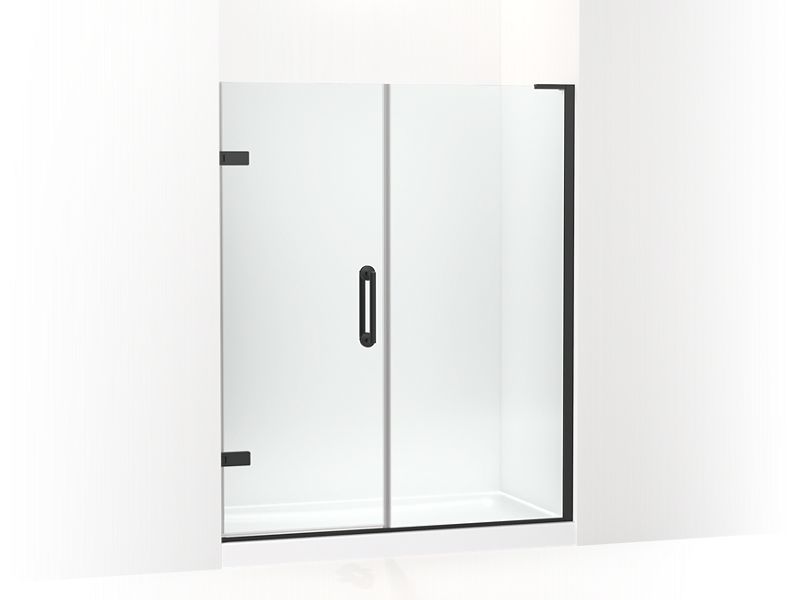 KOHLER 27619-10L-BL Components 58"–58-3/4" W X 71-1/2" H Frameless Pivot Shower Door With 3/8" Crystal Clear Glass And Back-To-Back Vertical Door Pulls in Matte Black